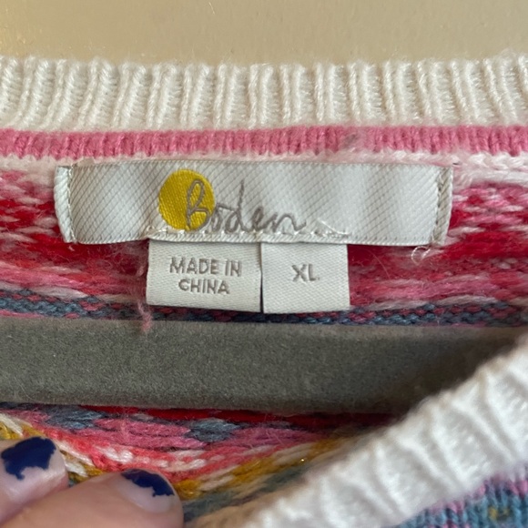 Boden wool and cashmere blend colorful artsy sweater in size XL - Picture 5 of 9